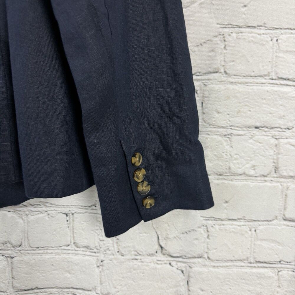 QUINCE European Linen Structured Blazer Jacket Women L Deep Navy Minimalist - Picture 10 of 14